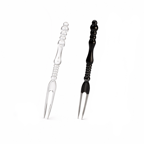 Crystal Pick Fork 11cm | Reusable Clear or Black Plastic Forks - Canape King
