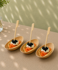 Egg-Shaped Palm Leaf Dishes | Eco-Friendly Mini Bowls | 8cm Appetizer Dishes - Canape King