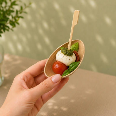 Egg-Shaped Palm Leaf Dishes | Eco-Friendly Mini Bowls | 8cm Appetizer Dishes - Canape King
