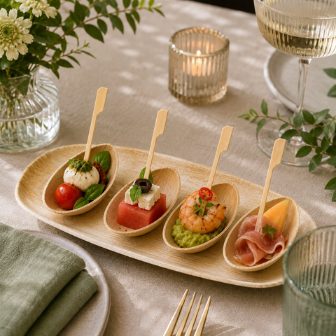 Egg-Shaped Palm Leaf Dishes | Eco-Friendly Mini Bowls | 8cm Appetizer Dishes - Canape King