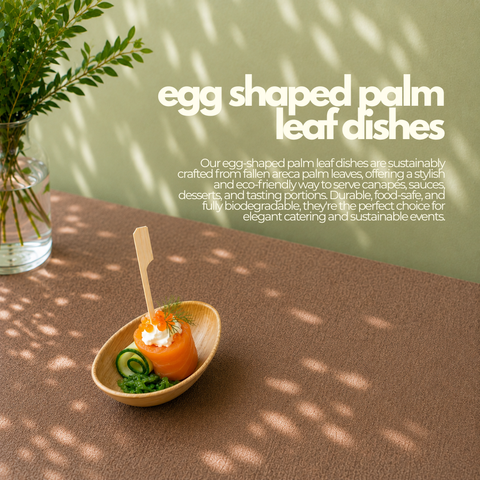 Egg-Shaped Palm Leaf Dishes | Eco-Friendly Mini Bowls | 8cm Appetizer Dishes - Canape King