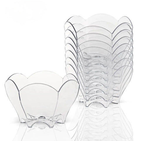 Plastic Clear Reusable Flower Cup 60ml | Elegant Dessert & Appetizer Cups | Durable Party & Catering Serveware