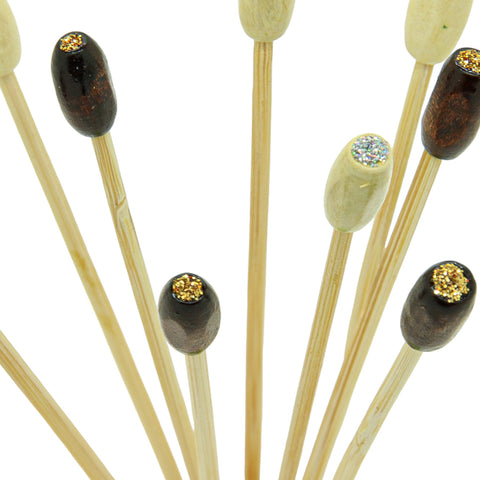 Cocktail Bamboo Bead Skewers | Decorative Drink Picks | Professional Bar Accessories