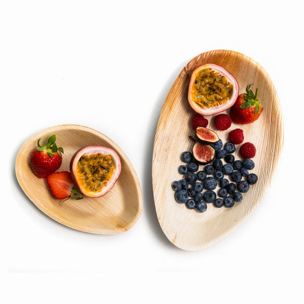 Oval Palm Leaf Plates | Eco-Friendly Disposable Plates | 2 Elegant Sizes - Canape King