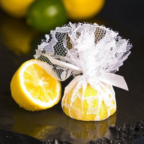 Lace Lemon Cover 230mm | White Lace Cover with Ribbon Ties - Canape King