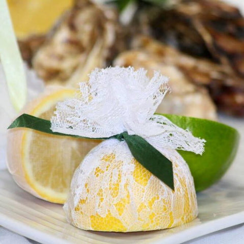 Lace Lemon Cover 230mm | White Lace Cover with Ribbon Ties - Canape King