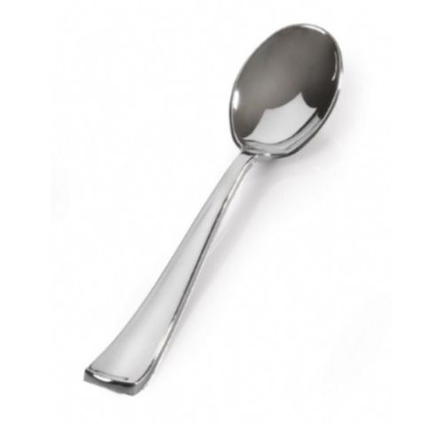 Metallic Look Silver Mini Spoon 10cm | Elegant Appetizer & Dessert Spoons | Premium Party & Catering Cutlery - Canape King