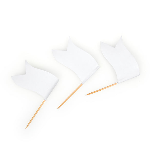 Plain White Flag Skewers 10cm | Blank Food Markers | Professional Label Picks - Canape King