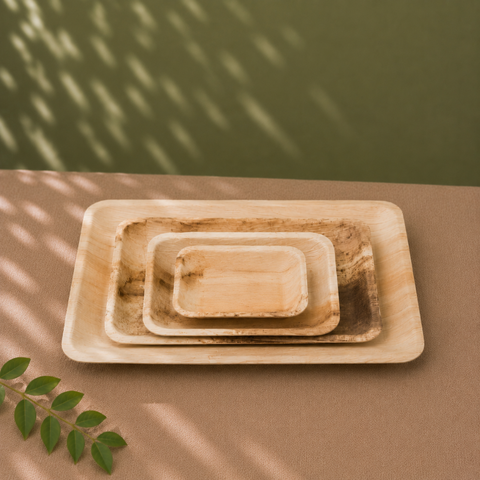 Rectangle Palm Leaf Plates & Platters 9-25cm | Eco-Friendly Disposable Tableware | 3 Sizes - Canape King