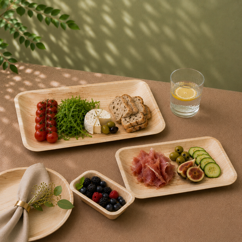 Rectangle Palm Leaf Plates & Platters 9-25cm | Eco-Friendly Disposable Tableware | 3 Sizes - Canape King