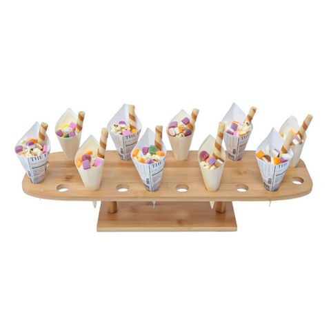 20-hole Wooden Cone Stand | Round Food Display Stand | Professional Serving Holder