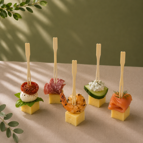Bamboo Buffet Forks 9cm | Eco-Friendly Mini Forks | Sustainable Catering Utensils - Canape King