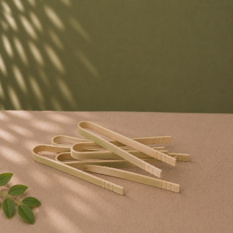 Natural Bamboo Tongs | Eco-Friendly Serving Tongs 9/16cm | Sustainable Food Service Tools - Canape King