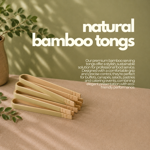 Natural Bamboo Tongs | Eco-Friendly Serving Tongs 9/16cm | Sustainable Food Service Tools - Canape King