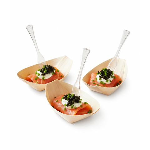 Wooden Serving Boats 7 Sizes | Eco-Friendly Food Boats | Natural Bamboo Bowls - Canape King