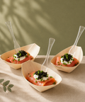 Wooden Serving Boats 7 Sizes | Eco-Friendly Food Boats | Natural Bamboo Bowls - Canape King