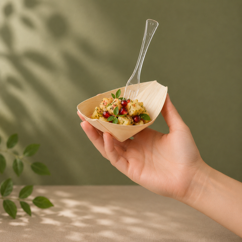 Wooden Serving Boats 7 Sizes | Eco-Friendly Food Boats | Natural Bamboo Bowls - Canape King