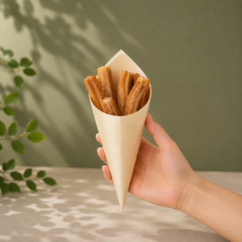 Eco-Friendly Natural Pinewood Serving Cones | 4 Sizes | Food Presentation - Canape King