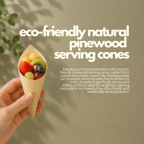 Eco-Friendly Natural Pinewood Serving Cones | 4 Sizes | Food Presentation - Canape King