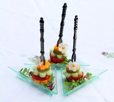 Crystal Pick Fork 11cm | Reusable Clear or Black Plastic Forks - Canape King
