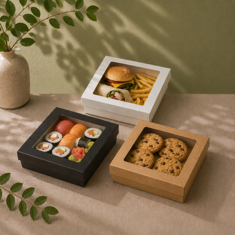 Premium Brown Kraft Boxes with Lid | Eco-Friendly Food Containers | Sustainable Takeaway Boxes - Canape King