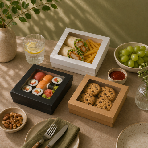 Premium Brown Kraft Boxes with Lid | Eco-Friendly Food Containers | Sustainable Takeaway Boxes - Canape King