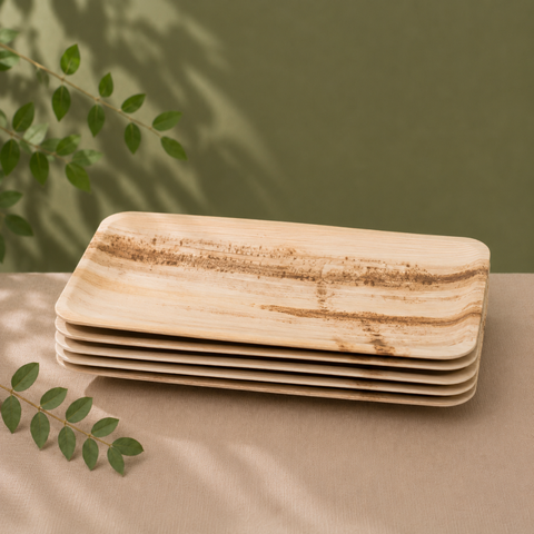 Large Rectangle Palm Leaf Platters | Premium Eco-Friendly Serving Trays - Canape King