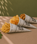 Eco-Friendly Newspaper Printed Paper Cones | Food Service Presentation | 3 Sizes - Canape King