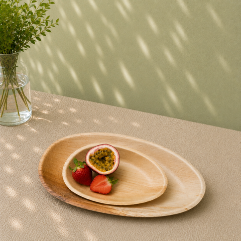 Oval Palm Leaf Plates | Eco-Friendly Disposable Plates | 2 Elegant Sizes - Canape King