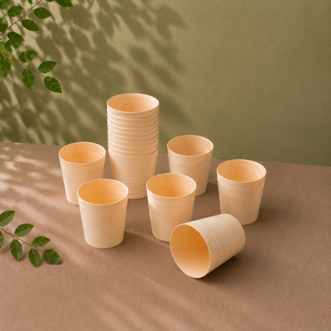 Pinewood Serving Cups | Eco-Friendly Food Cups | Natural Party Serveware | 4 Sizes - Canape King