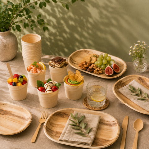 Pinewood Serving Cups | Eco-Friendly Food Cups | Natural Party Serveware | 4 Sizes - Canape King
