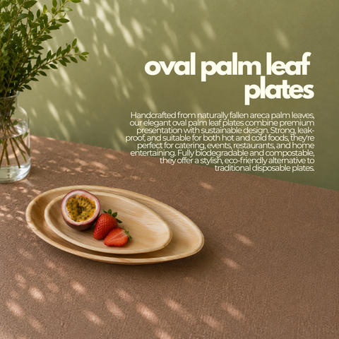Oval Palm Leaf Plates | Eco-Friendly Disposable Plates | 2 Elegant Sizes - Canape King