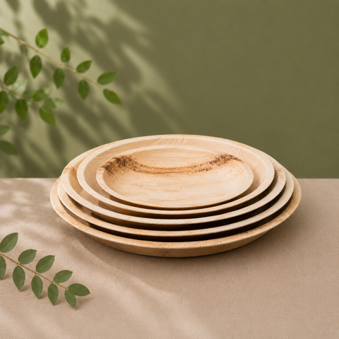 Round Palm Leaf Plates 15-30cm | Premium Eco-Friendly Disposable Plates | 6 Sizes - Canape King