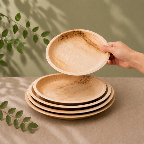 Round Palm Leaf Plates 15-30cm | Premium Eco-Friendly Disposable Plates | 6 Sizes - Canape King