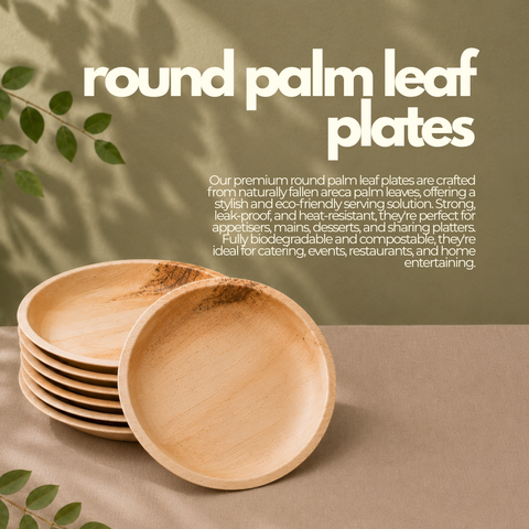 Round Palm Leaf Plates 15-30cm | Premium Eco-Friendly Disposable Plates | 6 Sizes - Canape King