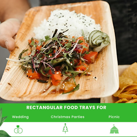 Rectangle Palm Leaf Plates & Platters | Eco-Friendly Disposable Tableware | 3 Sizes