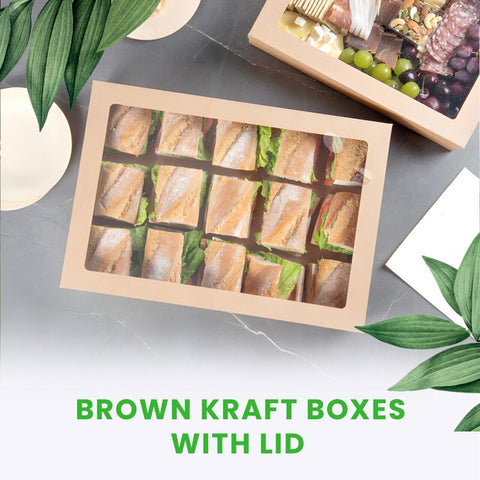 Premium Brown Kraft Boxes with Lid | Eco-Friendly Food Containers | Sustainable Takeaway Boxes