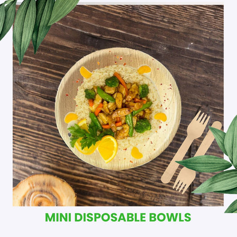 Small Palm Leaf Dishes & Bowls | Eco-Friendly Mini Bowls | Perfect for Dips & Appetizers
