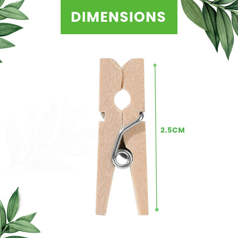 Mini Wooden Pegs 2.5cm | Tiny Decorative Clips | Craft & Event Pegs