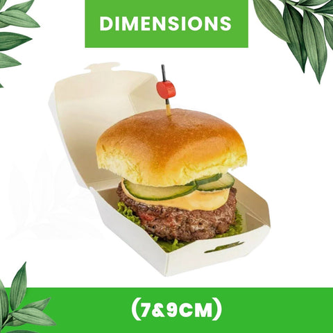 Mini Burger Boxes 7-9cm | White Card Food Containers | Take-Away Slider Boxes