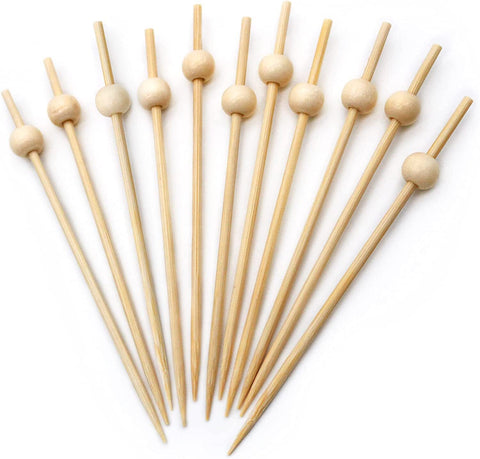 Bamboo Ball Skewers 15cm | Decorative Food Picks | Professional Party Skewers