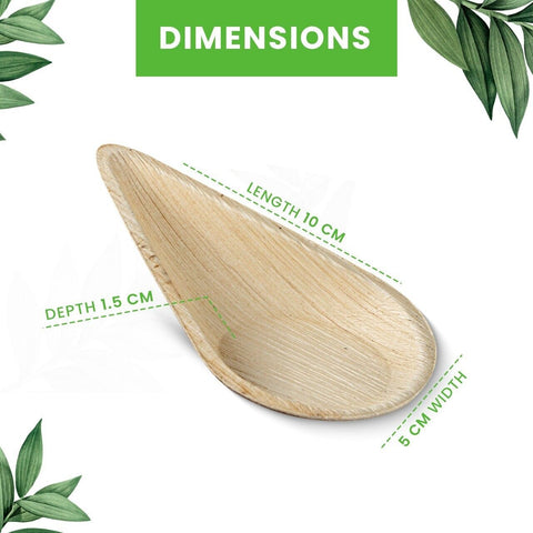 Palm Leaf Teardrop Spoons | Eco-Friendly Tasting Spoons | Elegant Appetizer Serveware