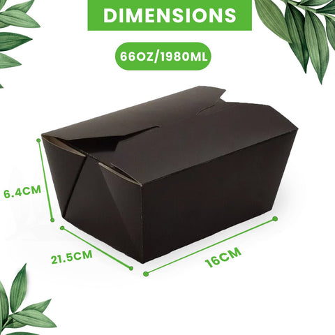 Black Rectangle Containers | Leak-Proof Food Boxes | Professional Take-Away Containers