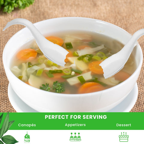 White Bagasse Canapé Spoons | Eco-Friendly Tasting Spoons | 10cm Biodegradable Serveware