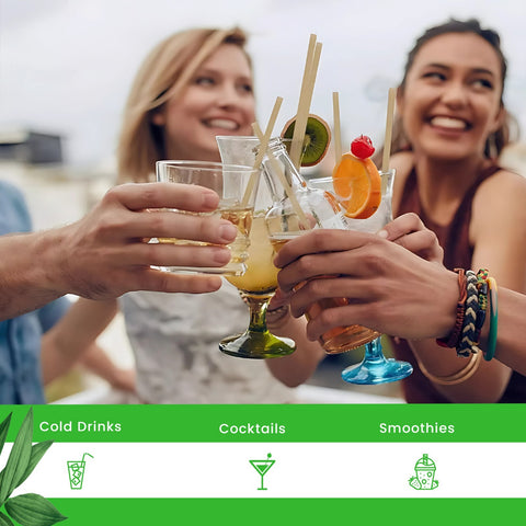 Natural Reed Drinking Straws | Eco-Friendly Cocktail Straws | 100pcs Sustainable Straws