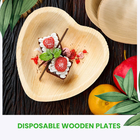 Heart-Shaped Palm Leaf Plates & Bowls | Romantic Eco-Friendly Tableware | 2 Sizes