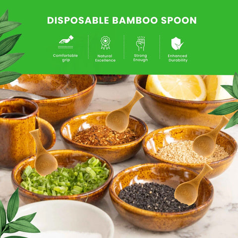 Bamboo Tapas Spoons 9cm | Eco-Friendly Tasting Spoons | Sustainable Appetizer Serveware