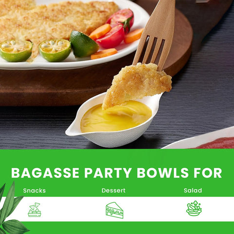 White Bagasse Mini Bowls | Eco-Friendly Small Bowls | 11 x 5cm Sustainable Serveware