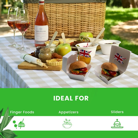 Mini Burger Boxes 7-9cm | White Card Food Containers | Take-Away Slider Boxes