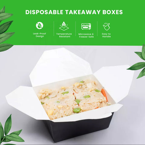 Black Rectangle Containers | Leak-Proof Food Boxes | Professional Take-Away Containers